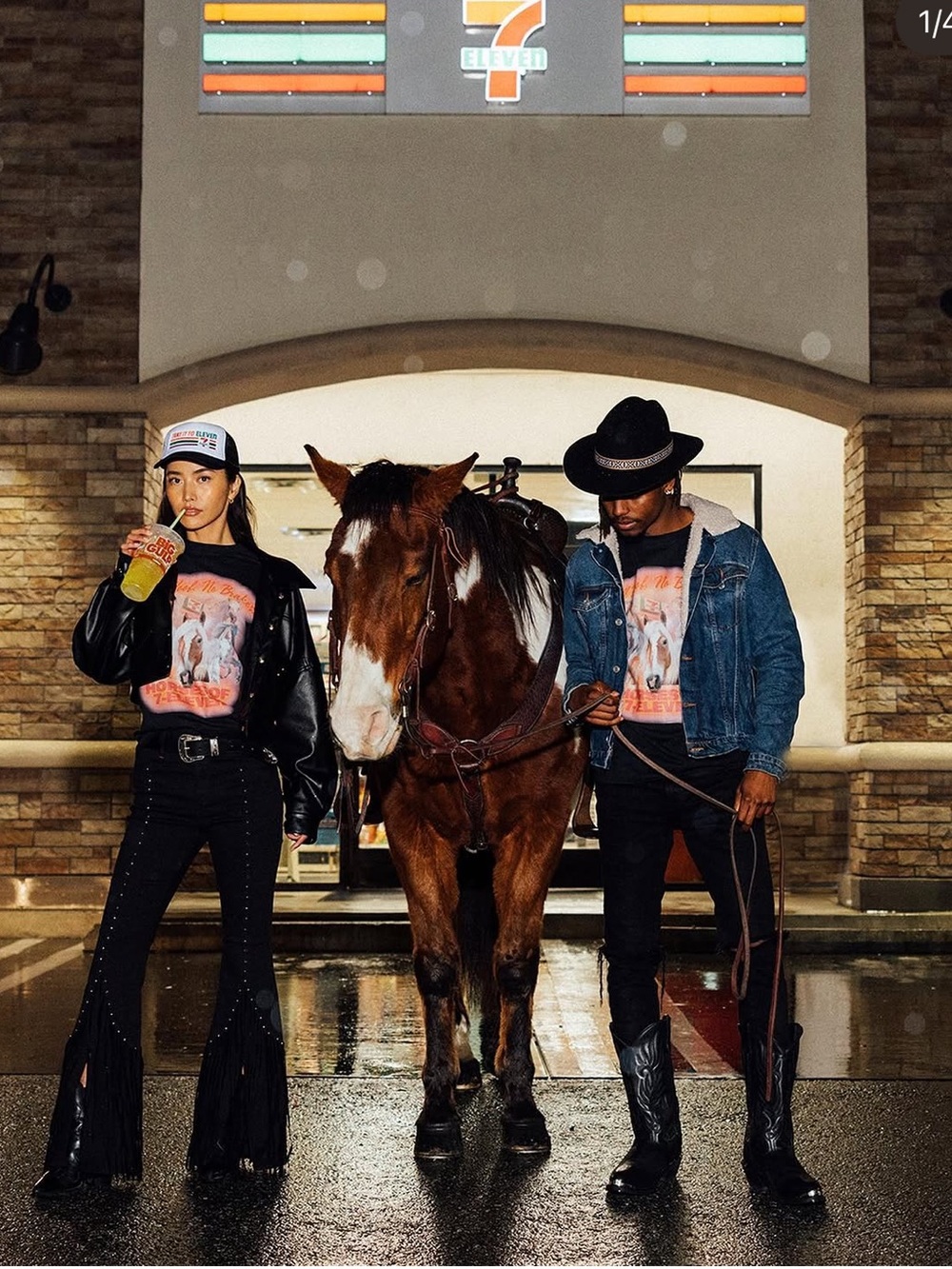 7-Eleven "HorsesOf7ELEVEn" All Hoof No Brakes Graphic T-shirt Black Large